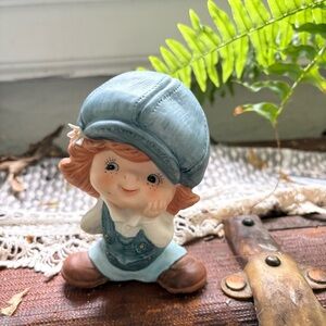Vintage ARDCO Ceramic Figurine with Blue Hat in Denim